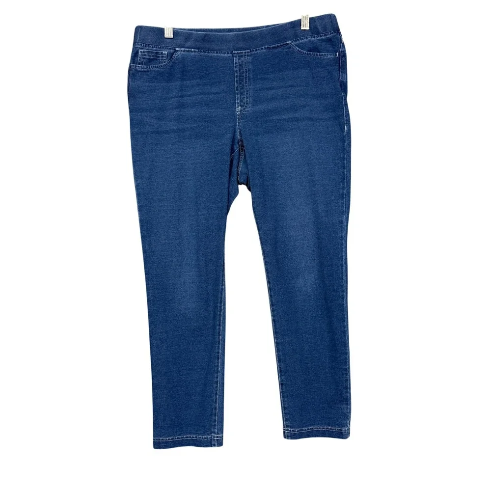 J Jill Pure Jill Indigo Leggings Womens MP Blue Stretch Knit Pull On High Rise